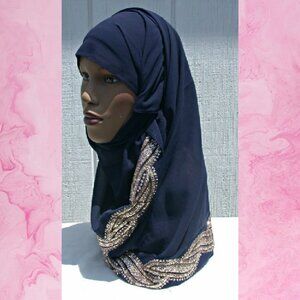 NAVY BLUE Fashion Scarf Women's Plain Chiffon Head wrap Hijab Head Scarves